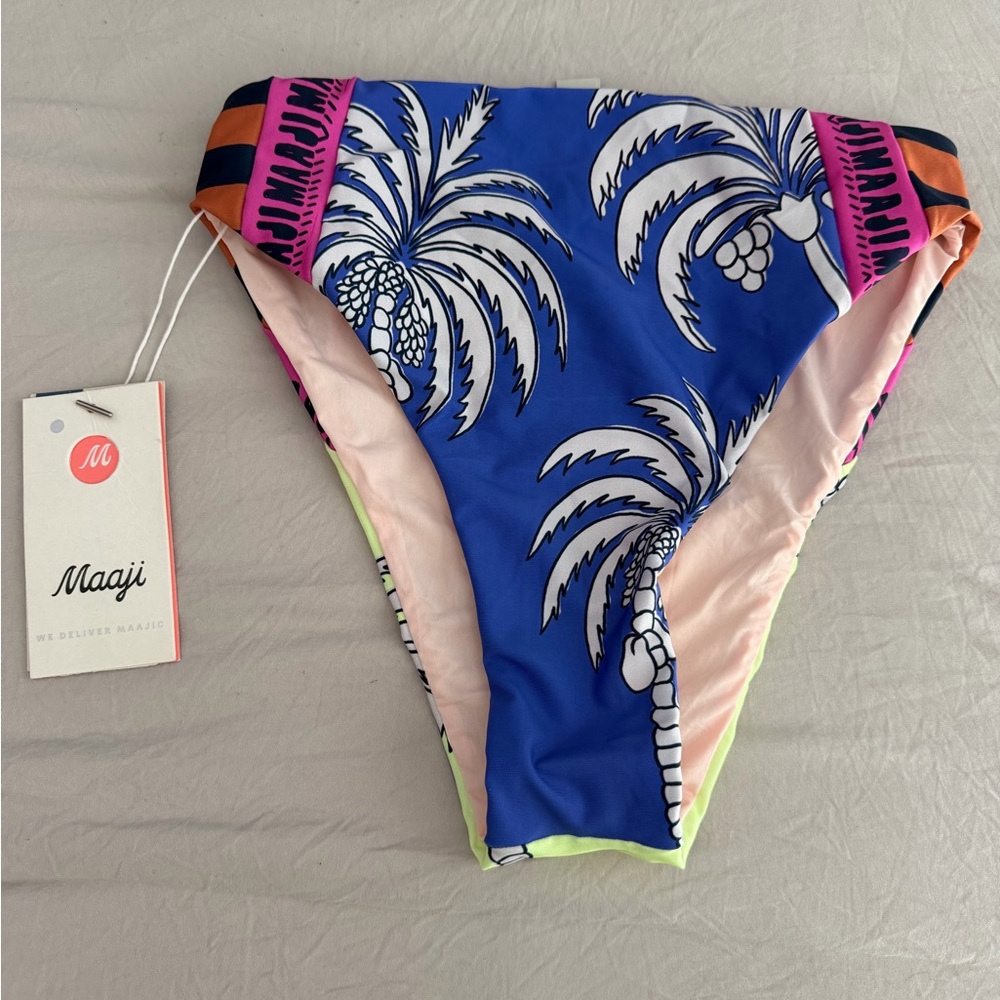 Maaji reversible high waisted Tropical Bikini Bottom size xs brand new with tags
